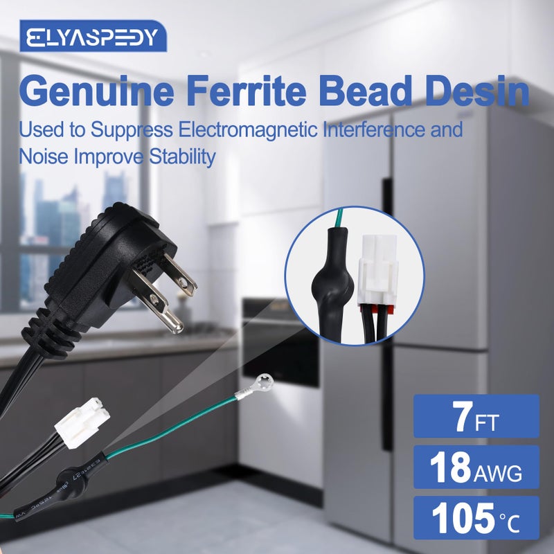 Elyaspedy 2025 Upgraded 3903-001003 3903-000519 Refrigerator Power Cord For Samsung,Compatible With Rh29H8000Sr/Aa-00, Rf261Beaeww/Aa-01 Etc,Replace Fridge Power Cord 3903-000786 3903-000796 Etc - Image 4